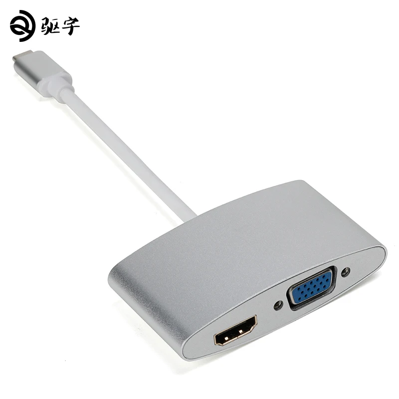 USB-C концентратора Тип C до 4 К HDMI VGA 1080 P адаптер для Macbook/Chromebook | Компьютеры и офис
