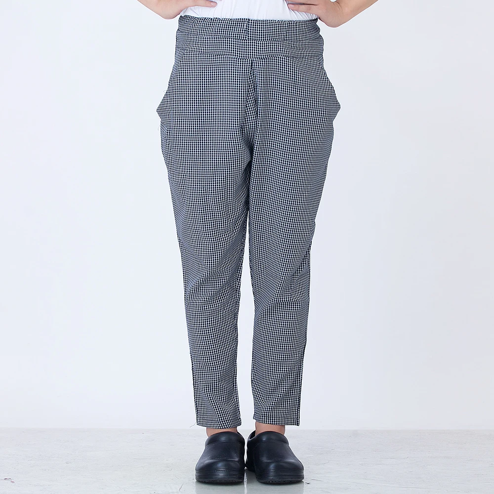 Модные брюки шеф повара для работы черные в полоску дышащие специальные оснастки