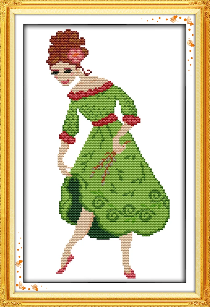 4 season skirt cross stitch kit girl cross-stitch set 18ct 14ct 11ct count print canvas stitches embroidery handmade supplies | Дом и сад