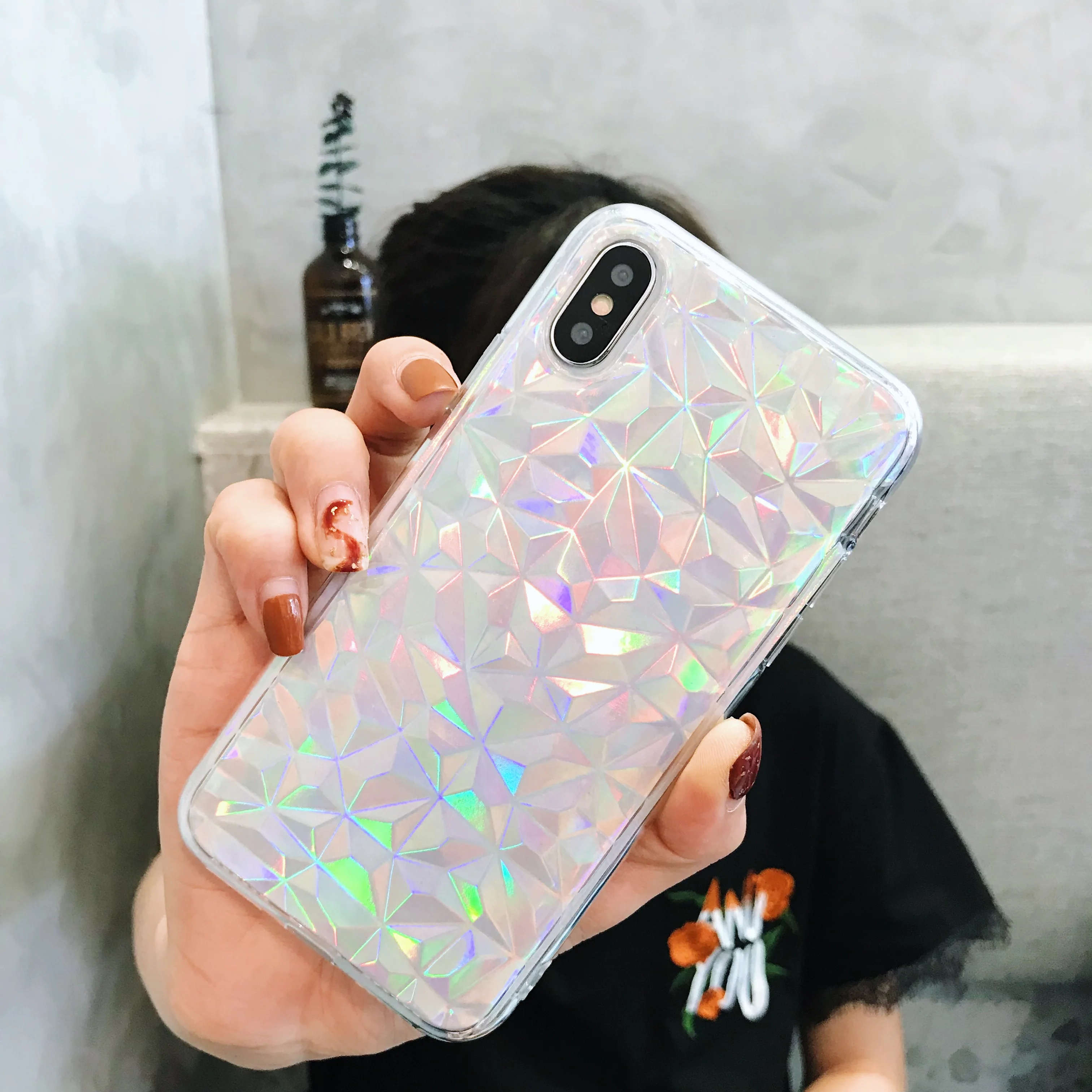 Роскошные 3D Diamond шику Лазерная Радуга чехол для Samsung Galaxy S8 S9 плюс Примечание 8
