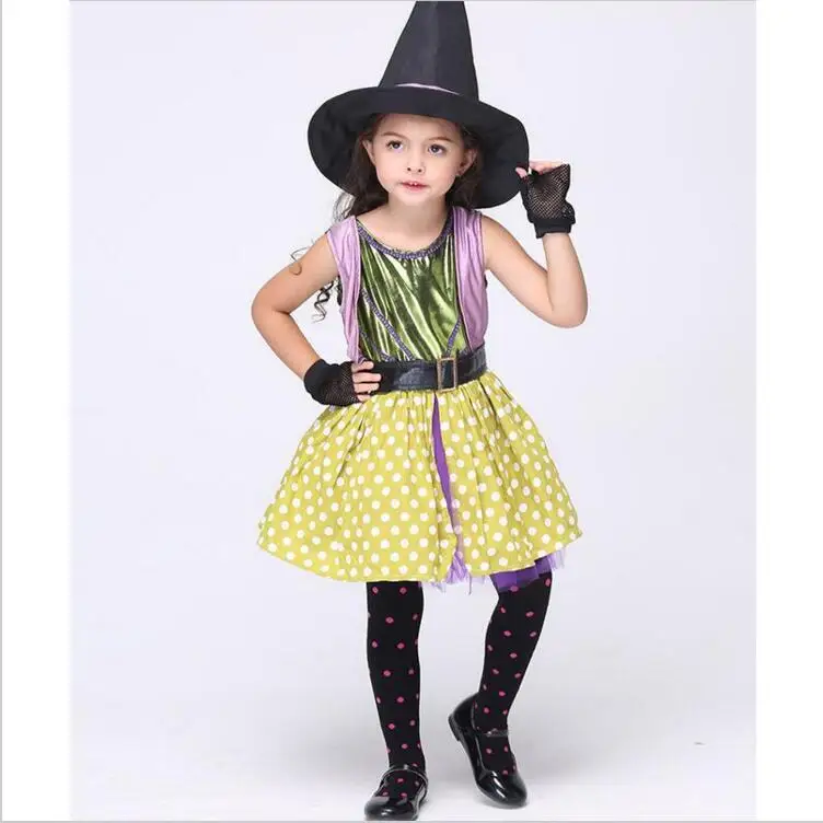 Детские костюмы ведьмы косплей мультяшные для детей костюм на Хэллоуин девочек