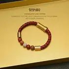 Браслет REAMOR из серии восходящее солнце, плетеный браслет из воловьей кожи, золотистого цвета, из нержавеющей стали