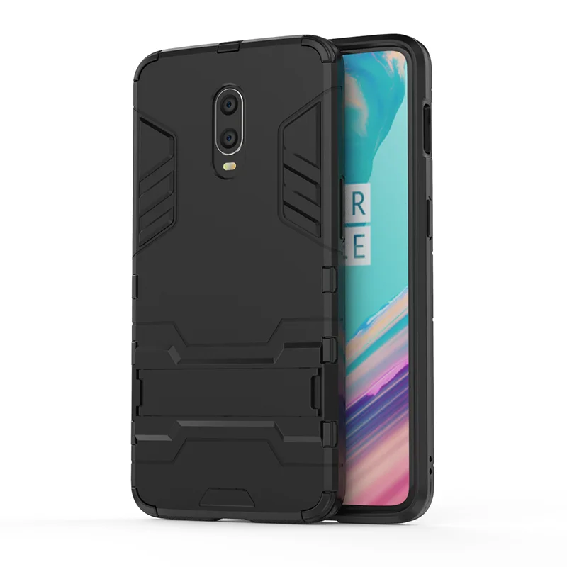 Для Oneplus 6T чехол силиконовый ударопрочный защитный PC + TPU бронированный подставка