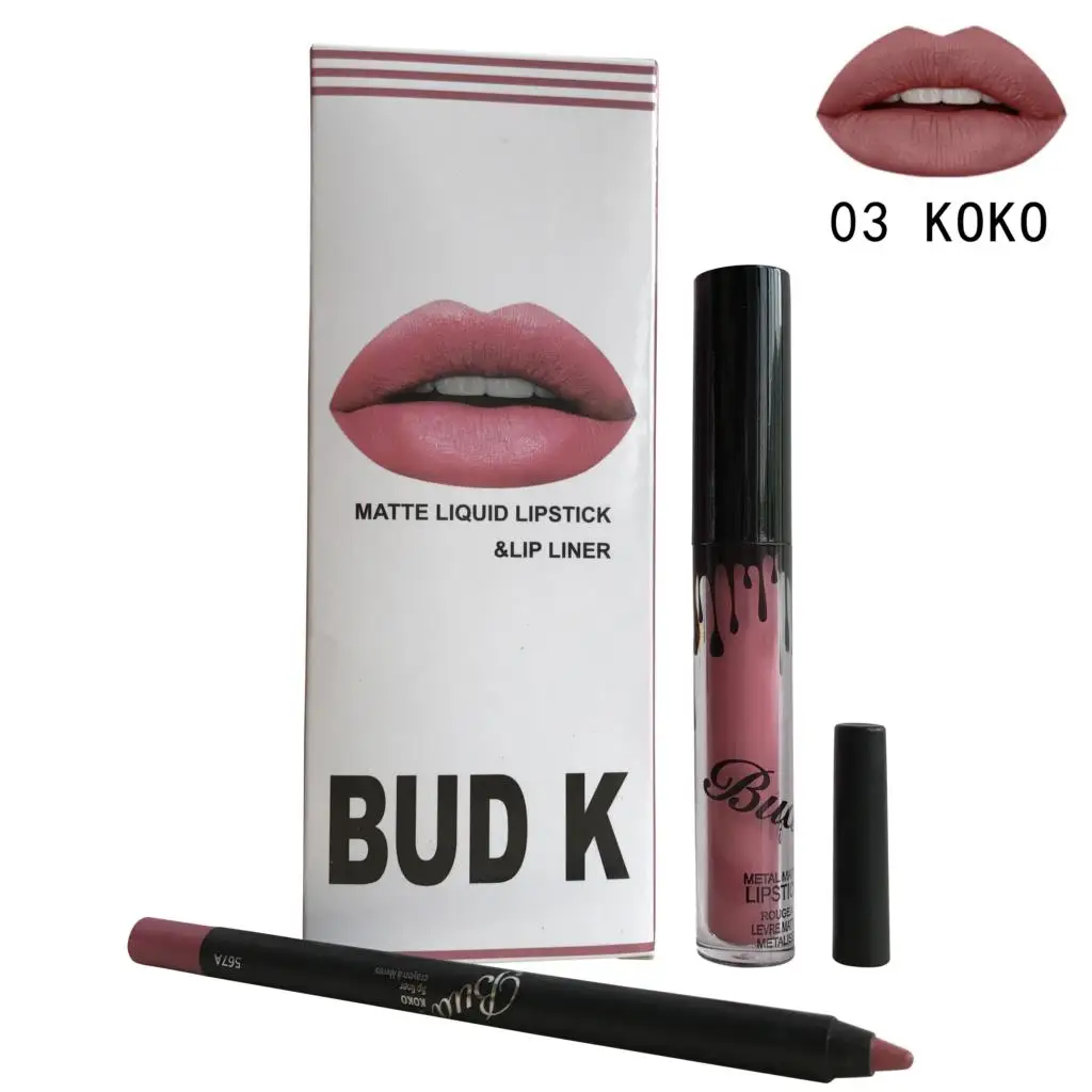 BKIT 03KOKO Абсолютно новая матовая губная помада бутон к Матовая жидкая помада+ карандаш для губ me kilie red lipkit набор косметики batom nude candy K Блеск для губ - Цвет: BKIT 03KOKO