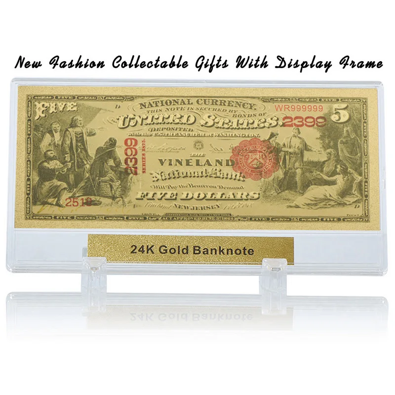 WR 5 доллара 24k Коллекционная Золотая банкнота Usd Примечание деньги Изделия из