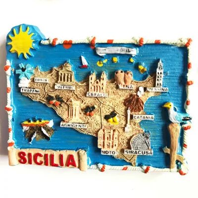 Sicily Italy travel souvenir refrigerator stickers | Fridge Magnets