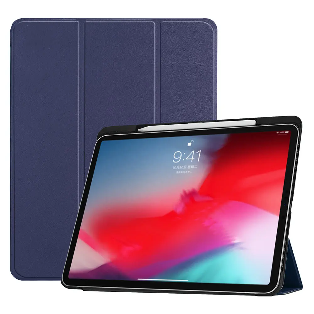 Чехол со слотом для карандаша для ipad pro 11 трехкратный Магнитный смарт-чехол Защитный чехол для ipad pro 11 A80 A2013 - Цвет: Deep Blue