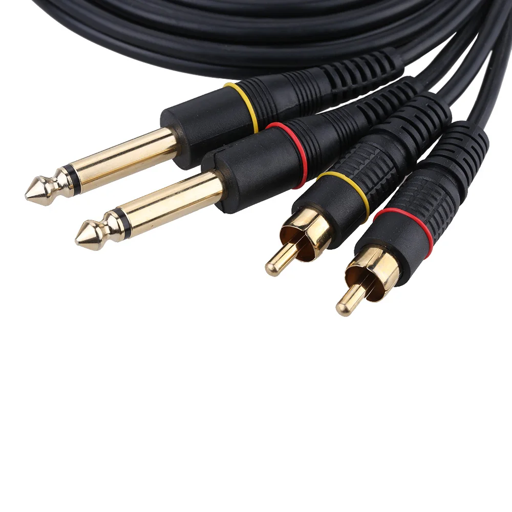 Высококачественный 5ft двойной RCA штекер к двойному 6 35 мм 1/4 &quotTRS стерео аудио