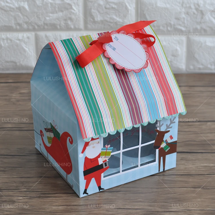The high-end brand Meri Christmas House four capsules cake box nougat with ribbon elevator |