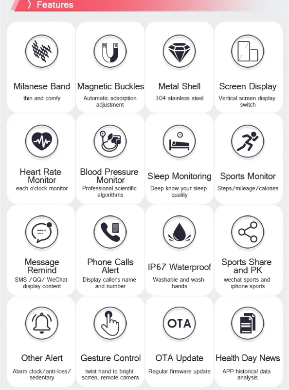 2018 Новый Bluetooth Smart Браслет пульса крови Давление Водонепроницаемый спортивные