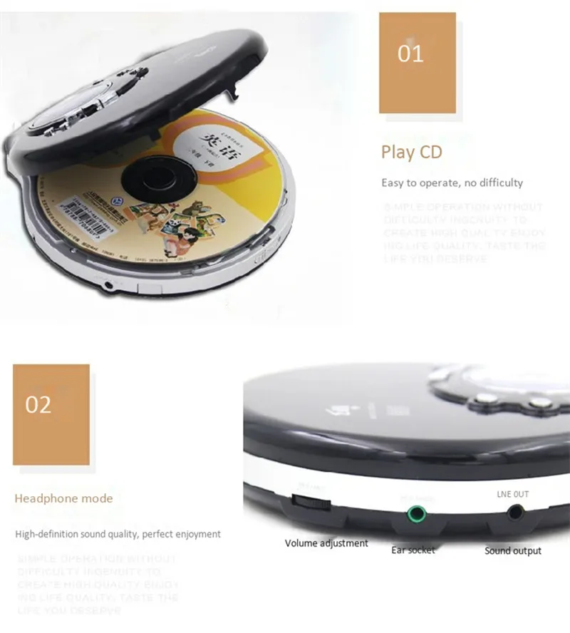 Портативный CD-плеер Walkman поддерживает MP3 CD-R/W английский диск гибочная машина HiFi воспроизведение музыки наушники аудио сбалансированный 3,5 выход