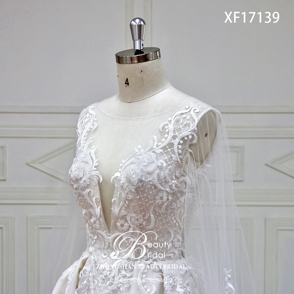High-end A Line Wedding Dress Long Sleeve Lace Beads Vestido De Novia Vintage Wedding Dresses Real Image Bridal Gown XF17139
