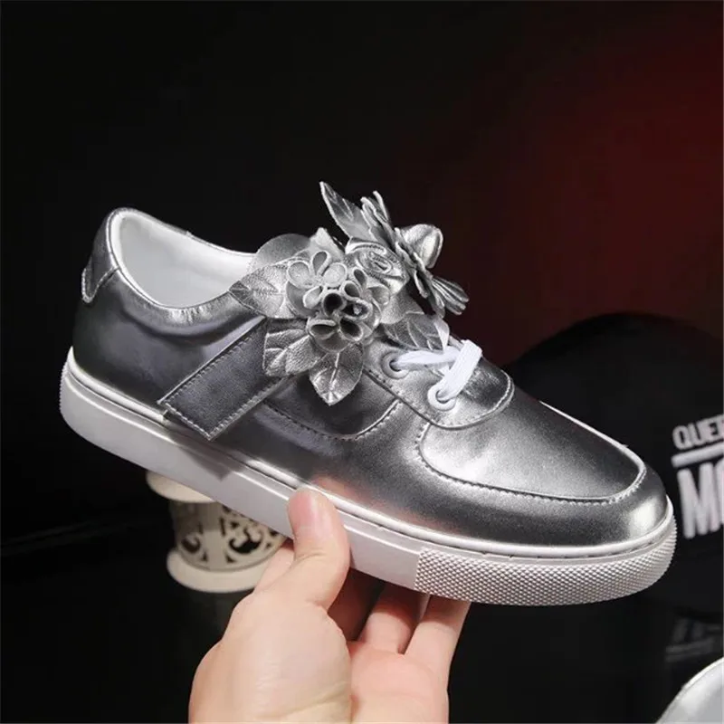 Цветочные кроссовки для женщин Повседневная обувь Цвет белый Zapatillas Mujer тапочки