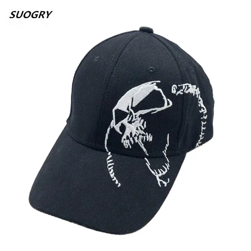 Бейсболка SUOGRY унисекс из 100% хлопка уличная Кепка с вышивкой черепа модная