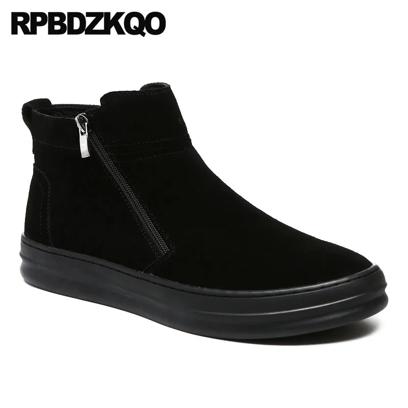 ботильоны тренер замша плоские черный ботинки тепло батильоны высокая подошва