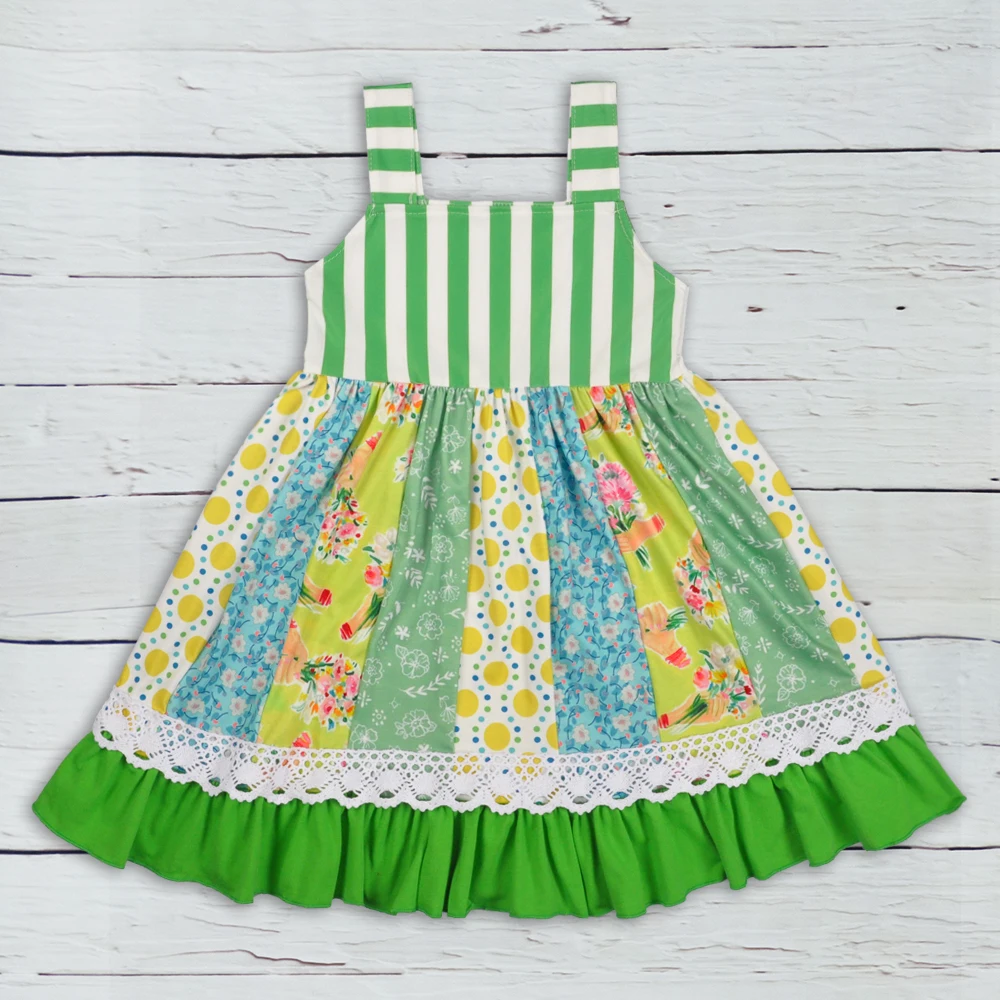 Wholesale Dress Boutique Clothes Children Sleeveless Cotton Fabric Baby Remake Girls Ruffle Dresses LYQ903-668-HY | Детская одежда и