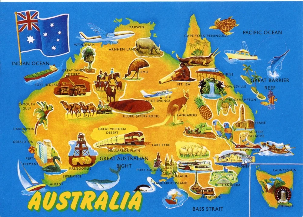 Vintage Creative Map Australia Retro Poster Canvas Painting DIY Wall Paper Posters Home Decor Gift | Дом и сад
