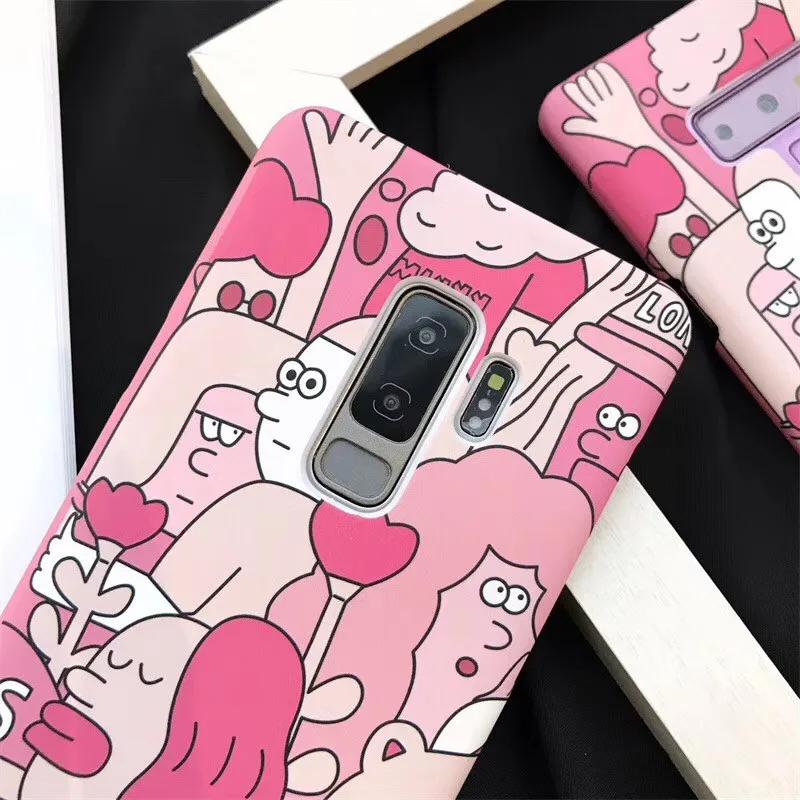 YHBBCASES For Samsung S8 Plus Cases Fashion Woman Phone Case S9 Note 8 9 Pink Hard PC Back Cover Fundas |