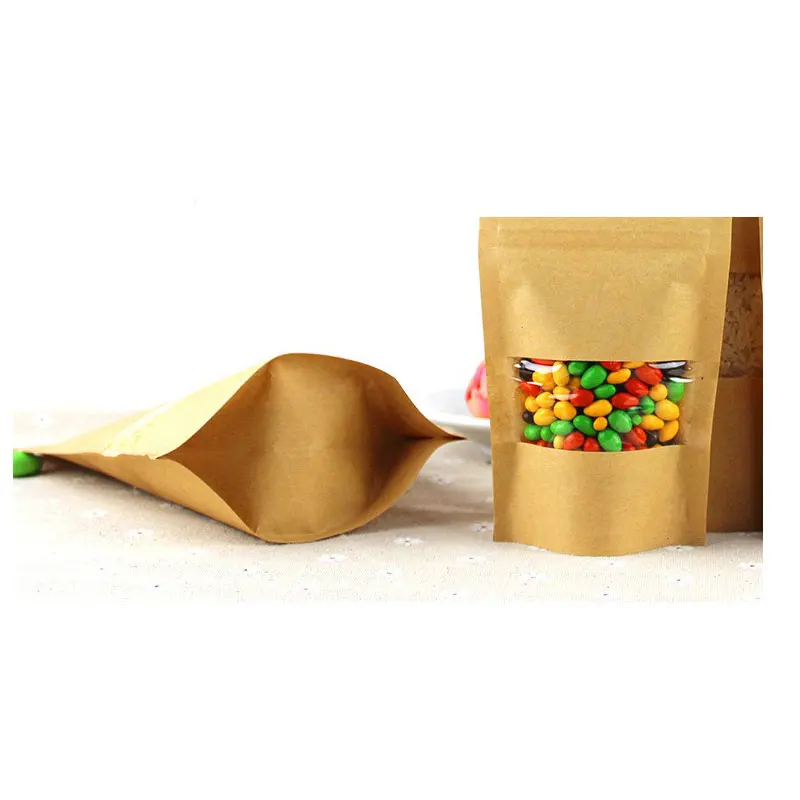 300 шт. коричневый Подарочный пакет бумажный крафт с окном для