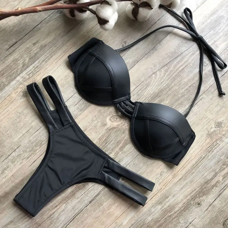 Пуш-Ап Купальник мини-бикини Купальники может женские пляжные вьетнамки для