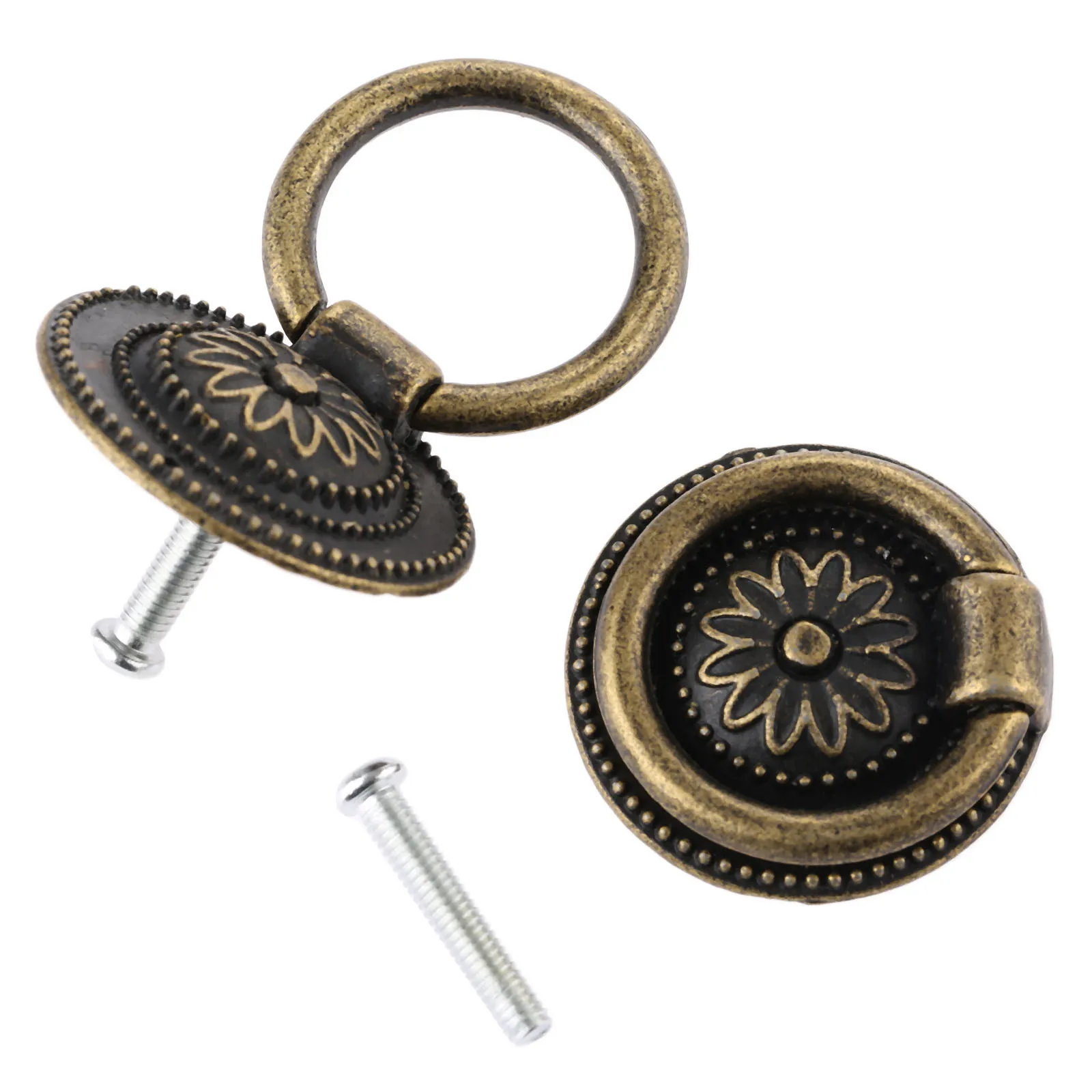 1 шт Античная бронза мебельные ручки и круглой формы в форме цветка шкаф с
