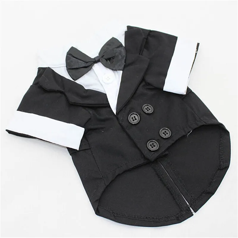 Блестящий деловой костюм для маленьких собак смокинг щенков свадебная рубашка с