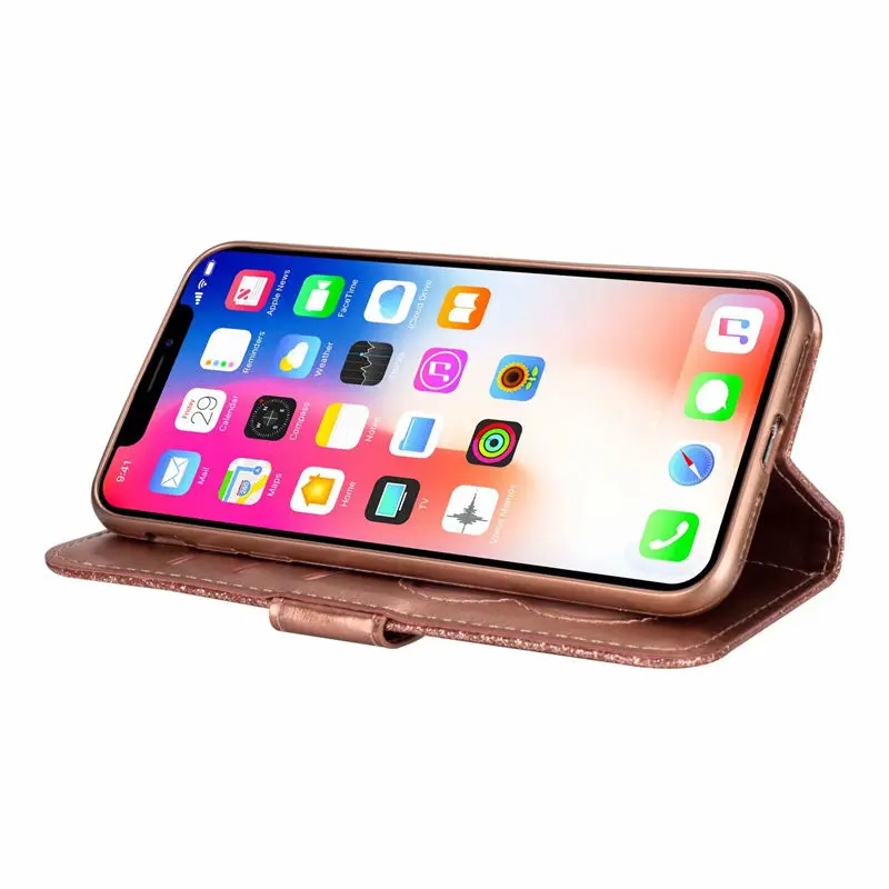 Для Iphone X XR XS Max кошелек на молнии подставка из искусственной кожи силиконовый
