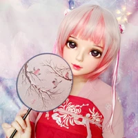 shi 07female sweet girl resin half head kigurumi bjd eyes crossdress cosplay japanese anime role lolita mask with eyes and wig