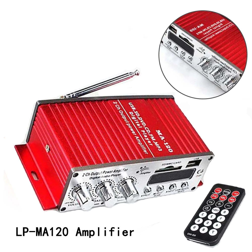 Стерео подключение LP MA120 усилитель светодиодный Hi Fi Remote Управление красный RCA
