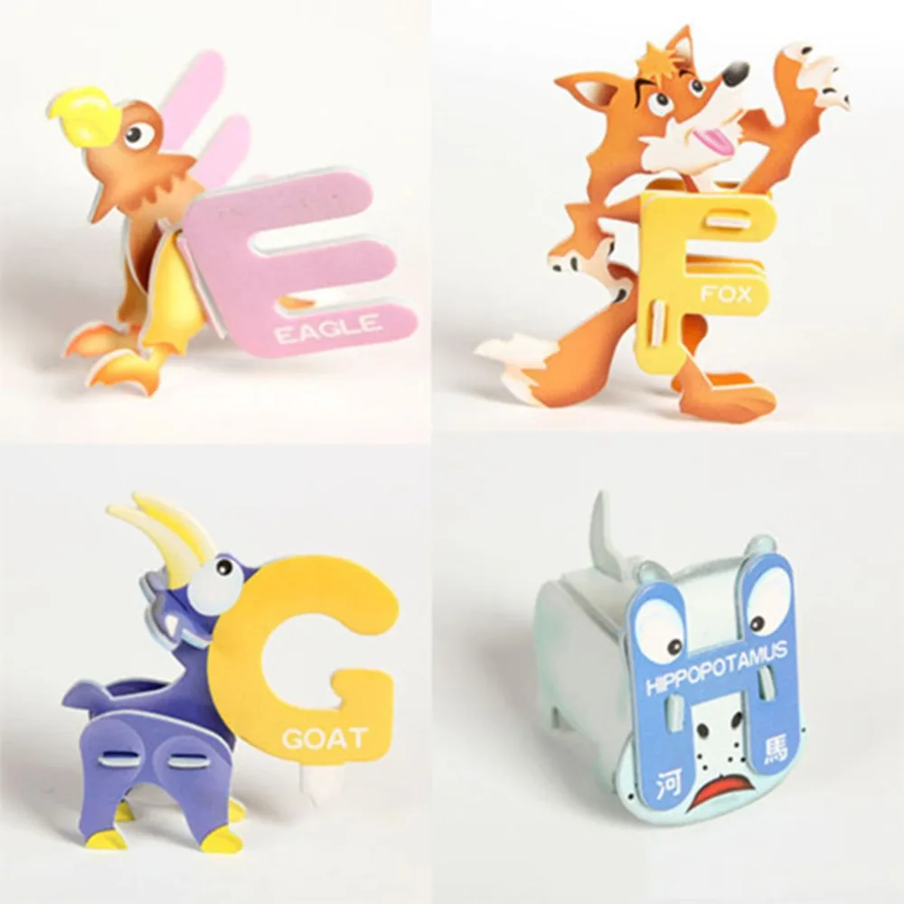 Обучающий бумажный пазл для детей 26 шт./компл. 19 см * 14 букв Aminal Design 3D сделай сам