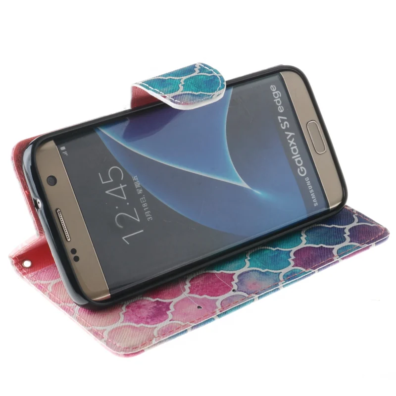 2016 New Colour Prismatic Flower Wallet Leather For Samsung Galaxy S7 edge G9300 Luruxy Case Cover |