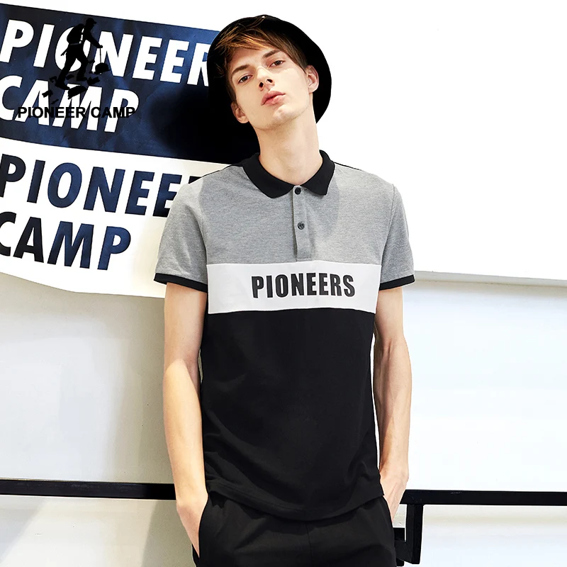Pioneer camp новый дизайн рубашка поло Мужская брендовая одежда модная Лоскутная