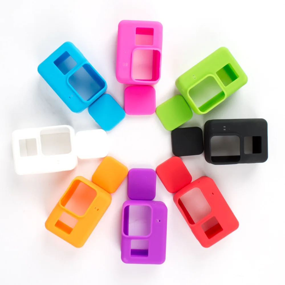 

For Go Pro Accessories Action Camera Case Protective Silicone Case Skin+Lens Cap Cover for GoPro Hero 5 Black Hero 6 Camera