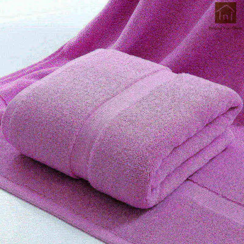 Purple Большое хлопковое плотное полотенце для душа мягкие гигроскопичные банные полотенца одеяло полотенце одеяло Toalha De Banho сухая шапочка для волос Домашний текстиль WKZ019 - Цвет: Purple