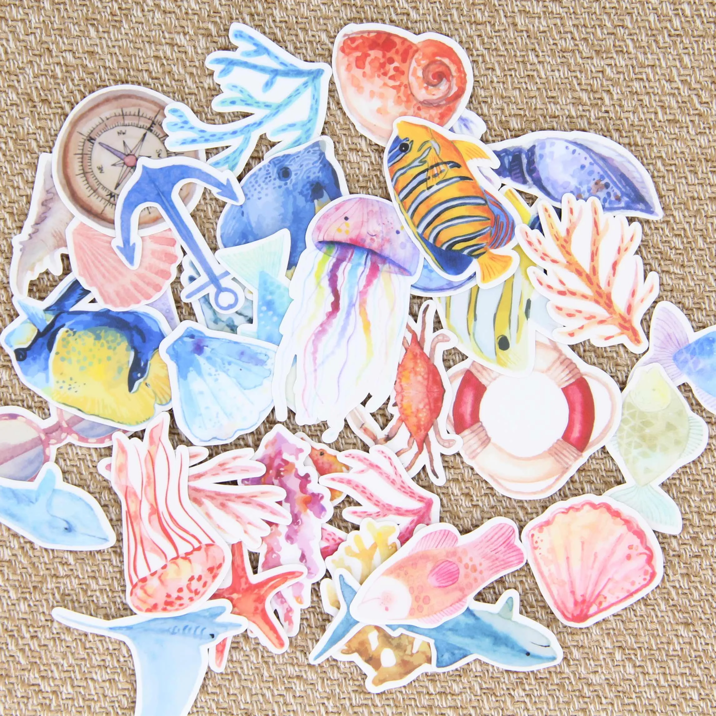 35 шт. акварель морские существа рыба Коралл Медуза Скрапбукинг самодельные