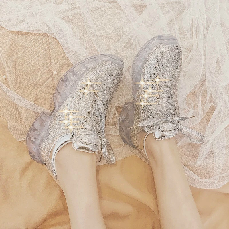 Женские кроссовки со шнуровкой серебристые Эспадрильи на вулканизированной