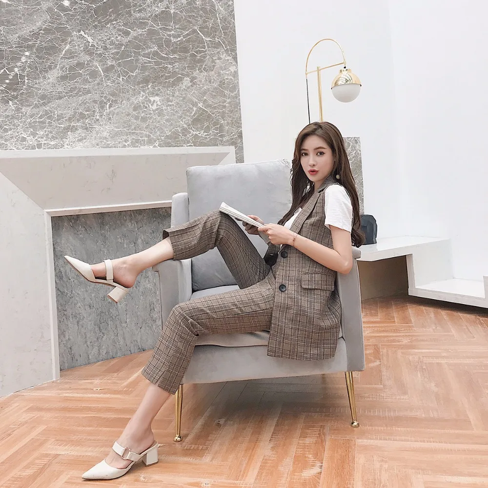 Весна 2018 Новое поступление модные женские комплекты из двух предметов полосатый