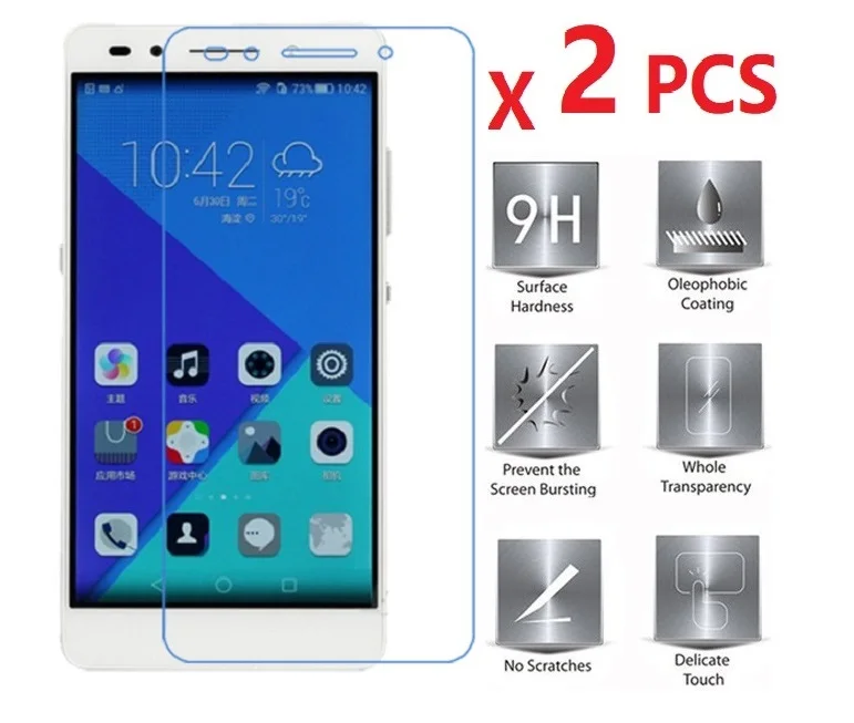 

2 PCS Tempered Glass Screen Protector For Huawei Honor 7 2.5D 0.26mm 9H Anti-scratch Premium Shield Guard