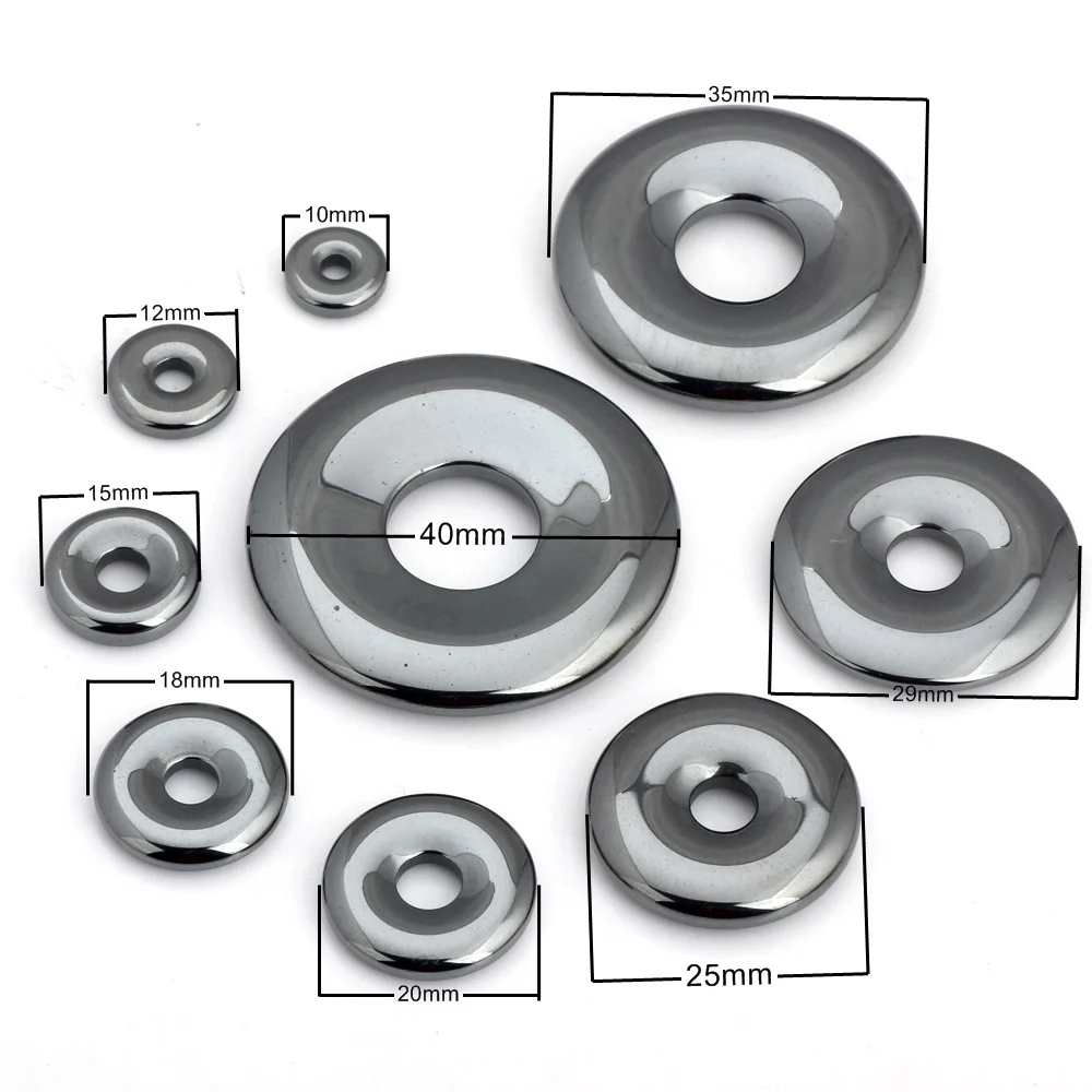 

OlingArt 9PCS/LOT 10/12/15/18/20/25/29/35/40MM Natural Stone Black Hematite Donut Coin Round Bracelet earring DIY jewelry making