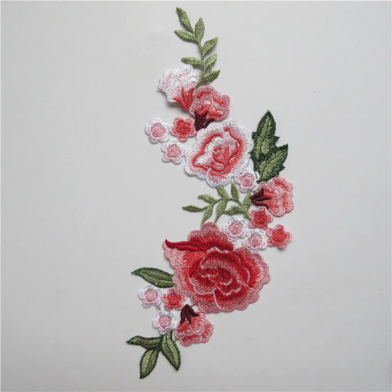 1 пара вышитый вырез воротник отделка Вышивка нашивки ткани цветок розы