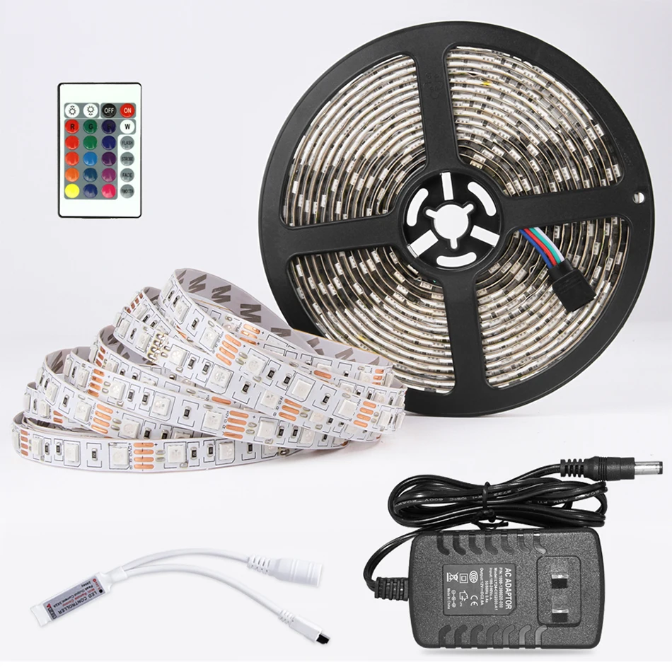 Светодиодный светильник DC 12 В RGB SMD 2835 5050 44Key с дистанционным питанием 5 м 10 м 15 м полный комплект Гибкая Диодная лента водонепроницаемый светильник ing