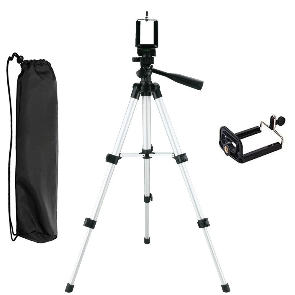 Silver Portable Camera Tripod Stand Holder Adjustable Rotatable Retractable Aluminum Tripods Smartphones Mount - Цвет: Silver