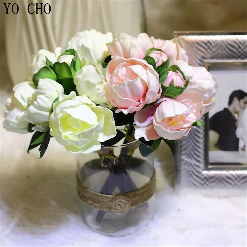 Искусственные пионы TO CHO 8 головок/букет искусственные высокого качества