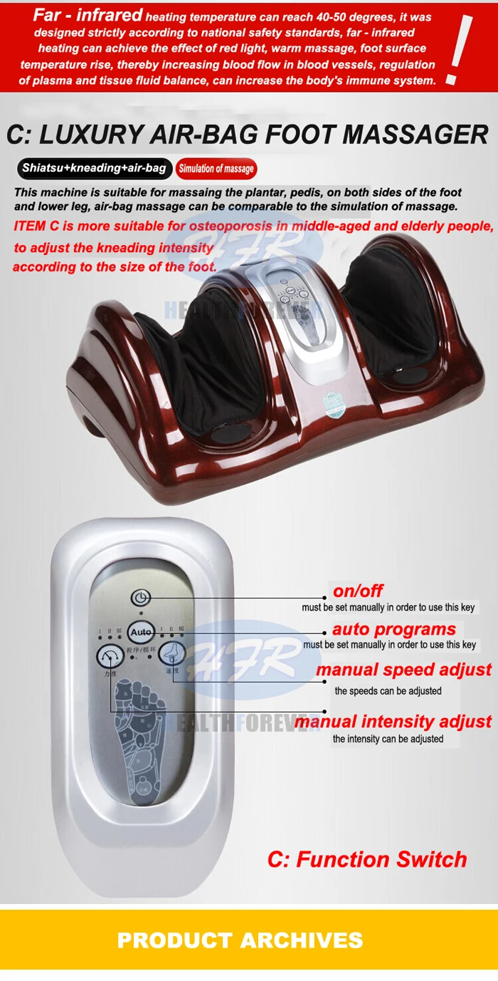 HealthForever Brand Wireless Control Kneading Device Leg Instrument Medialbranch Heated Electric Foot Massage Machine