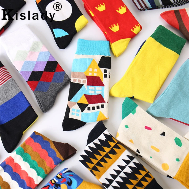 Новинка 2019 высококачественные Носки Happy для женщин и мужчин большие размеры