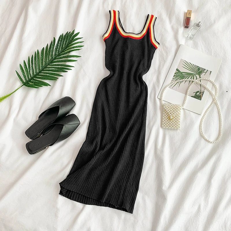 2019 новые женские модные платья Радуга красный край эластичное трикотажное