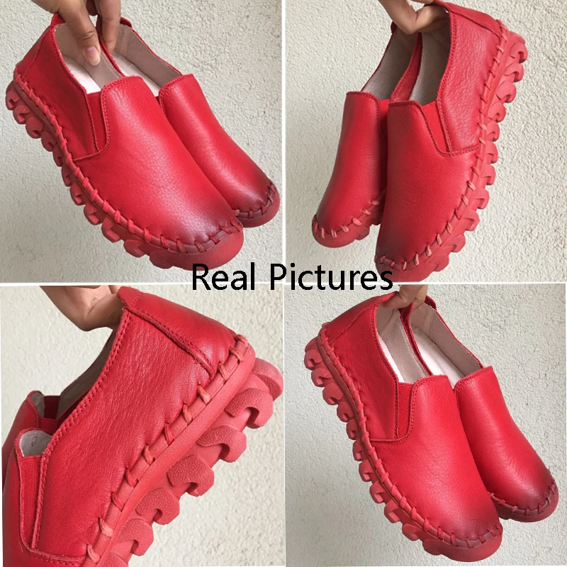 Туфли женские из натуральной кожи мягкие лоферы без застежки плоская подошва