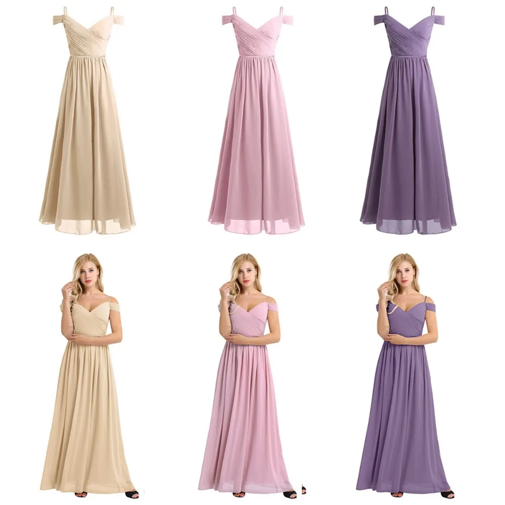Женское шифоновое длинное плиссированное платье с открытыми плечами Vestidos Femme