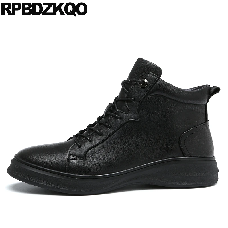 

Black Super Warm Winter Boots Russian Style Full Grain Men Fashion Trainer Sneakers High Top Genuine Leather Booties Fur Shoes