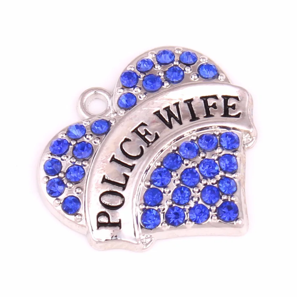 10 шт./лот кулон с кристаллами в виде сердца для полицейской жены браслета или